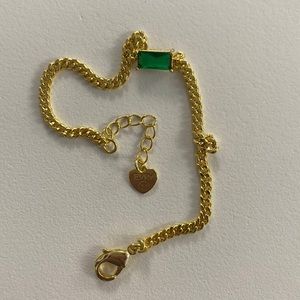 Evry jewels green stone gold bracelet